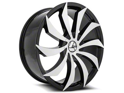 Azara AZA-507 Gloss Black and Machined Wheel; Rear Only; 28x9.5; 15mm Offset (08-23 RWD Challenger, Excluding SRT Hellcat & Widebody)