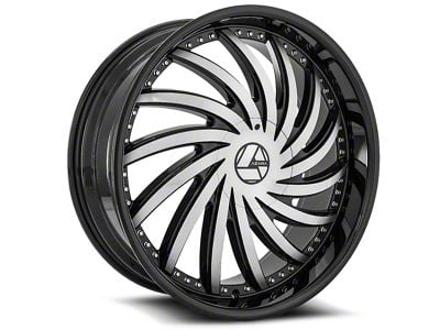 Azara AZA-508 Gloss Black and Machined Wheel; Rear Only; 26x9.5; 32mm Offset (08-23 Challenger w/o Brembo Brakes)