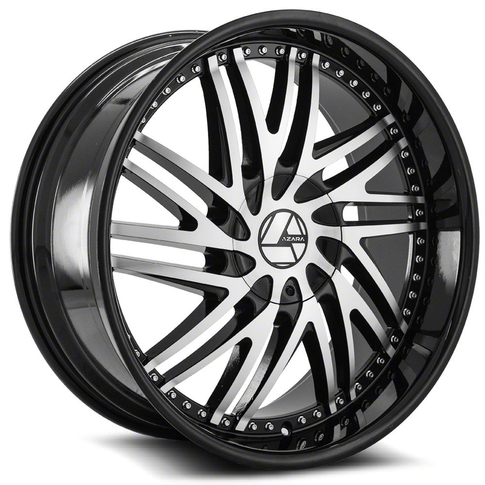 Aria ADW-075 (9点セット) Azara Challenger AZA-509 Gloss Black and Machined Wheel; Rear Only