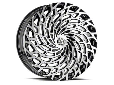 Azara AZA-523 Gloss Black and Machined Wheel; Rear Only; 26x9.5; 32mm Offset (08-23 Challenger w/o Brembo Brakes)