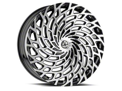 Azara AZA-523 Gloss Black and Machined Wheel; Rear Only; 28x9.5; 32mm Offset (08-23 Challenger w/o Brembo Brakes)