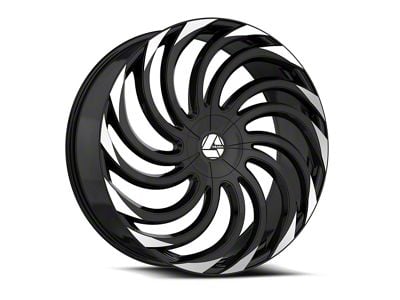 Azara AZA-534 Gloss Black and Machined Wheel; Rear Only; 26x9.5; 32mm Offset (08-23 Challenger w/o Brembo Brakes)