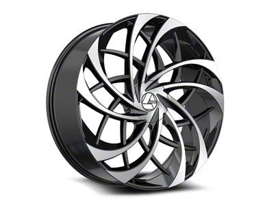 Azara AZA-540 Gloss Black and Machined Wheel; Rear Only; 24x9; 32mm Offset (08-23 Challenger w/o Brembo Brakes)
