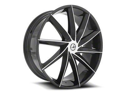 Azara AZA-506 Gloss Black and Machined Wheel; Rear Only; 26x9.5; 34mm Offset (11-23 Charger w/o Brembo Brakes)