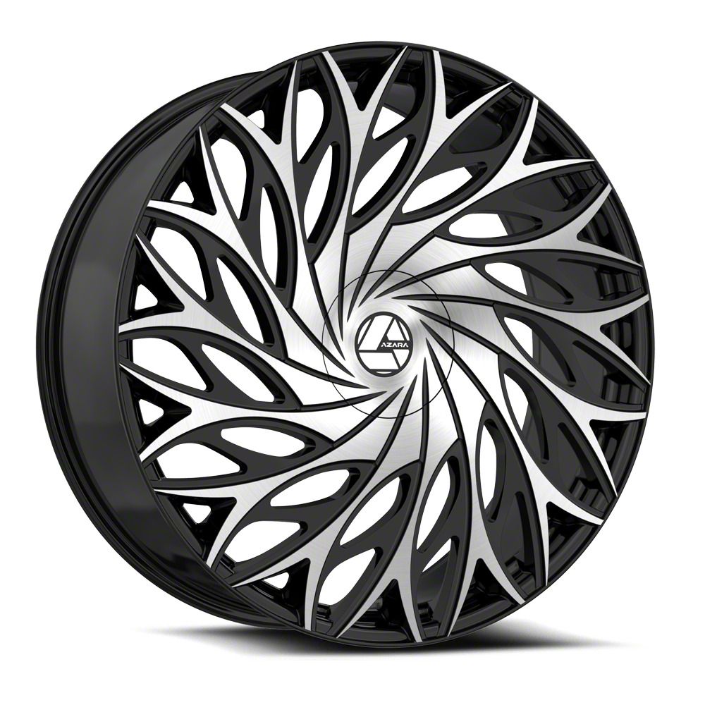 Azara Mustang AZA-525 Gloss Black and Machined Wheel; Rear Only