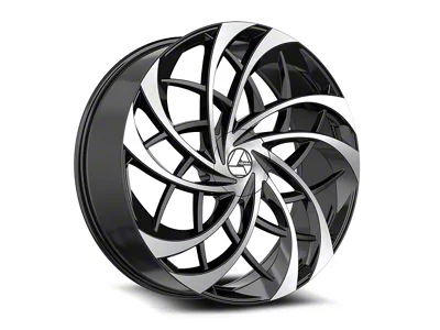 Azara AZA-540 Gloss Black and Machined Wheel; Rear Only; 22x8.5; 38mm Offset (94-98 Mustang)