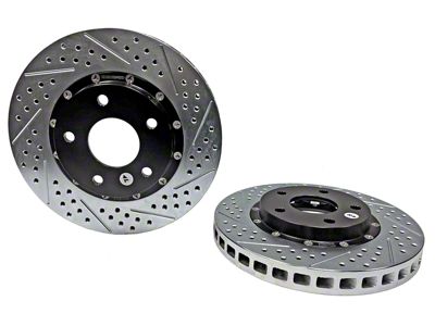 Baer EradiSpeed+ 2-Piece Performance Drilled and Slotted Rotors; Front Pair (98-02 Camaro)
