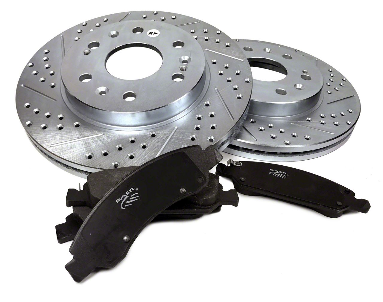 Baer Claw Drilled and Slotted Brake Rotor and Pad Kit; Front (06-17 Charger R/T; 06-13 Charger SXT w/ Vented Rear Rotors; 13-17 AWD Charger SE, SXT)