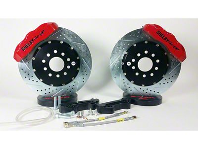 Baer Pro+ Front Big Brake Kit with Shelby Logo and 13-Inch Rotors; Red Calipers (79-93 Mustang w/ 94-04 Spindles; 94-04 Mustang)