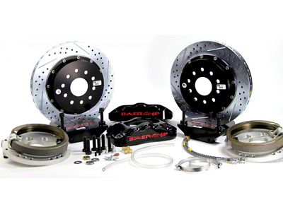 Baer Pro+ Rear 4-Lug Big Brake Kit with 13-Inch Rotors; Black Calipers (79-93 Mustang)