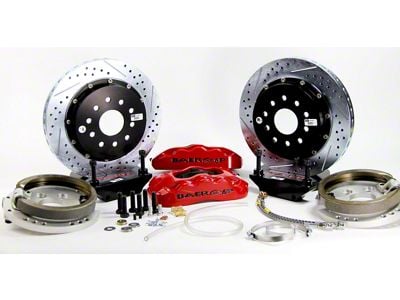 Baer Pro+ Rear 5-Lug Big Brake Kit with 13-Inch Rotors; Red Calipers (79-93 Mustang)