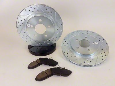 Baer Sport Drilled and Slotted Brake Rotor and Pad Kit; Rear (05-10 Mustang GT)