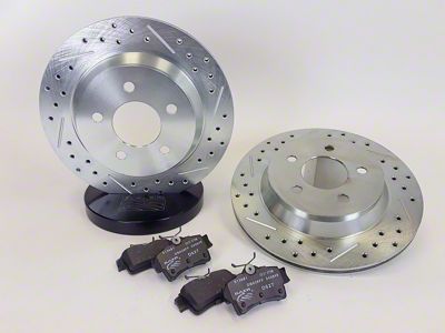 Baer Sport Drilled and Slotted Brake Rotor and Pad Kit; Rear (94-04 Mustang Cobra, Bullitt, Mach 1)