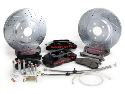 Baer Track-4 Front Big Brake Kit; Black Calipers (94-04 Mustang)