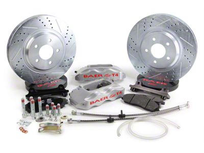 Baer Track-4 Front Big Brake Kit; Silver Calipers (94-04 Mustang)