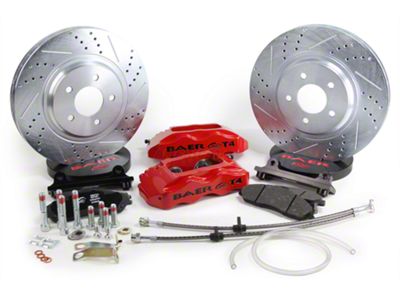 Baer Track-4 Front Big Brake Kit; Red Calipers (94-04 Mustang)