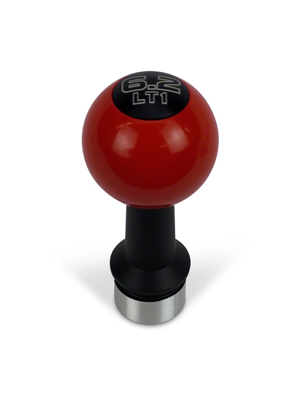 Barton Camaro Automatic Shift Knob with Black Adapter and 6.2L LT1 Engraving; Black Cap; Red