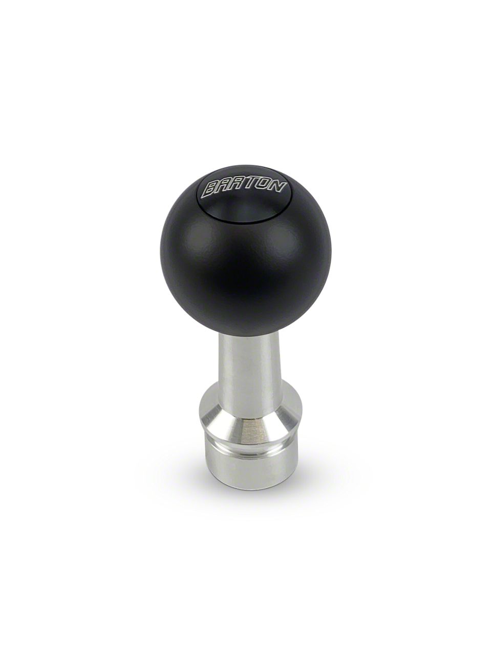 Barton Camaro Automatic Shift Knob with Brushed Adapter and Barton Engraving; Black Cap; Black