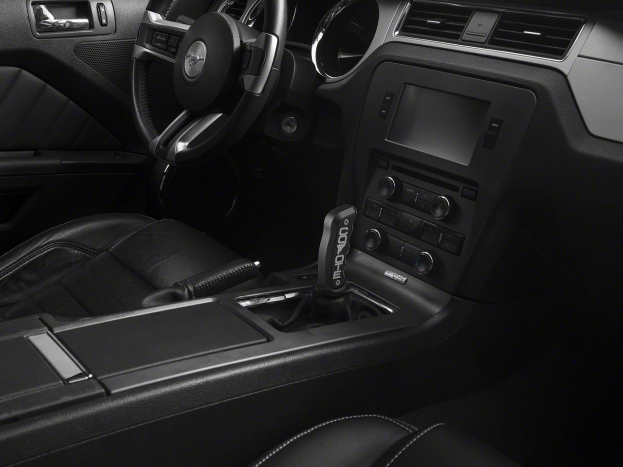 Barton Mustang Pistol Grip Shifter Handle with Coyote Logo; Black BMPGBBCOY (1114 Mustang GT