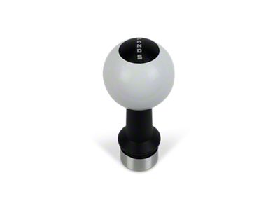 Barton Automatic Shift Knob with Black Adapter and Shift Pattern Engraving; Black Cap; White Ball (15-25 Mustang GT, EcoBoost, V6)