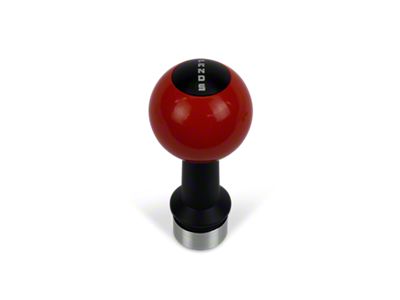 Barton Automatic Shift Knob with Brushed Adapter and Shift Pattern Engraving; Black Cap; Red Ball (15-25 Mustang GT, EcoBoost, V6)