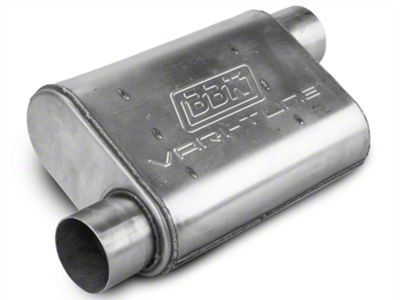 BBK Stainless Steel Varitune Offset/Offset Oval Muffler; 3-Inch Inlet/3-Inch Outlet (Universal; Some Adaptation May Be Required)