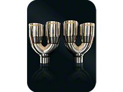 Bigboz Exhaust 4-Inch Staggered Quad Exhaust Tips; 3-Inch Inlet; High Polish Chrome (08-23 HEMI V8 Challenger)