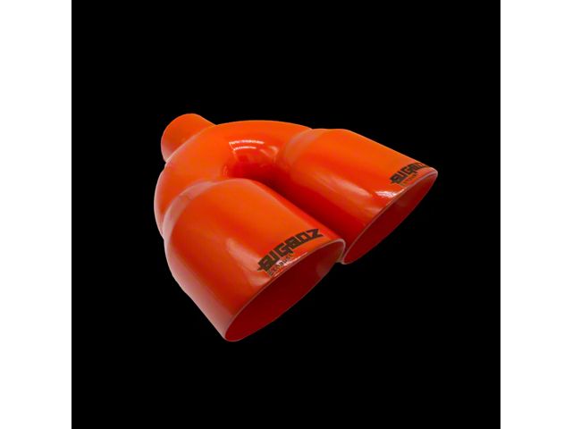 Bigboz Exhaust Quad Weld-On Exhaust Tips; 4-Inch; Gloss Orange (09-23 V6 Challenger)