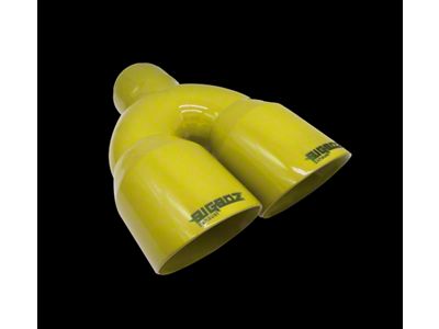 Bigboz Exhaust Quad Weld-On Exhaust Tips; 4-Inch; High Gloss Yellow (09-23 V6 Challenger)