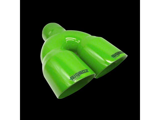 Bigboz Exhaust Quad Weld-On Exhaust Tips; 4-Inch; Lime Green (09-23 V6 Challenger)