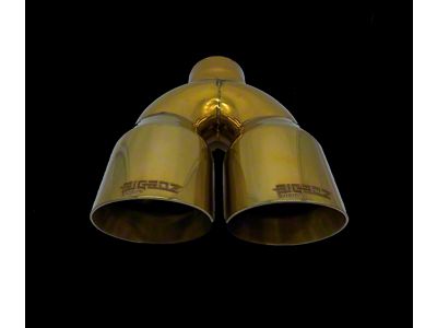 Bigboz Exhaust Quad Weld-On Exhaust Tips; 4-Inch; Metallic Gold (09-23 V6 Challenger)