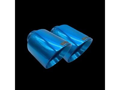 Bigboz Exhaust Bolt-On Exhaust Tips; 5-Inch; Long Island Blue (15-23 V8 HEMI Charger)