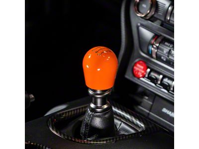 Billetworkz Short Teardrop Weighted 6-Speed Shift Knob; Gloss Orange (15-24 Mustang, Excluding GT350 & GT500)