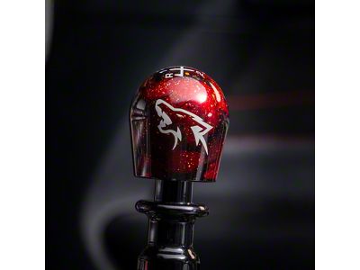 Billetworkz Short Teardrop Anodized 6-Speed Shift Knob with Coyote Engraving; Red Cosmic (15-25 Mustang, Excluding GT350 & GT500)