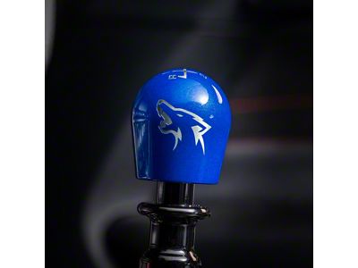 Billetworkz Short Teardrop Weighted 6-Speed Shift Knob with Coyote Engraving; Candy Blue (15-25 Mustang, Excluding GT350 & GT500)