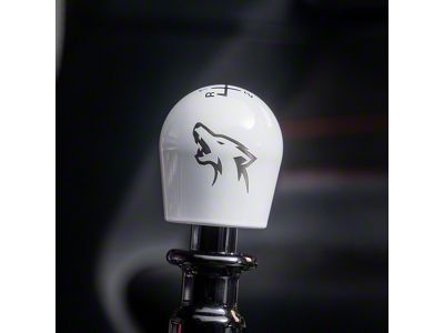 Billetworkz Short Teardrop Weighted 6-Speed Shift Knob with Coyote Engraving; Gloss White (15-25 Mustang, Excluding GT350 & GT500)