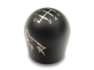 Billetworkz Short Teardrop Weighted 6-Speed Shift Knob with Coyote Engraving; Matte Black (15-25 Mustang, Excluding GT350 & GT500)