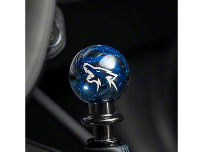 Billetworkz Sphere Automatic Shifter with Coyote Engraving; Blue Cosmic (15-25 Mustang GT, V6, EcoBoost, Dark Horse)