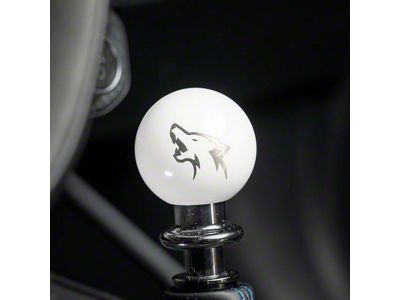 Billetworkz Sphere Automatic Shifter with Coyote Engraving; Gloss White (15-25 Mustang GT, V6, EcoBoost, Dark Horse)