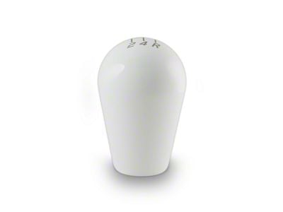 Billetworkz Tall Teardrop Weighted 5-Speed Shift Knob; Gloss White (05-10 Mustang GT, V6)
