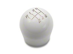Billetworkz Short Teardrop Weighted 6-Speed Shift Knob; Gloss White (15-26 Mustang, Excluding GT350 & GT500)