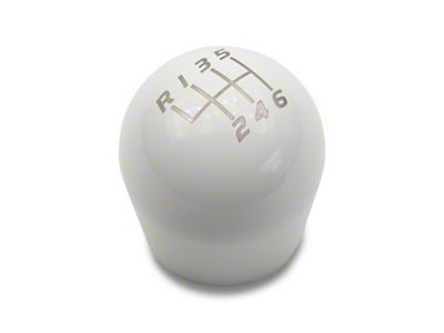 Billetworkz Short Teardrop Weighted 6-Speed Shift Knob; Gloss White (15-25 Mustang, Excluding GT350 & GT500)