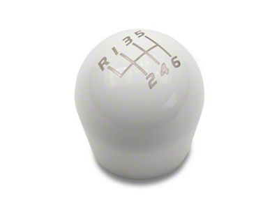 Billetworkz Short Teardrop Weighted 6-Speed Shift Knob; Gloss White (15-24 Mustang, Excluding GT350 & GT500)