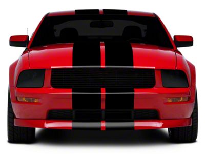 SEC10 GT500 Style Stripes; Gloss Black; 10-Inch (05-14 Mustang)