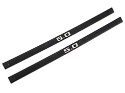 Door Sill Plates with 5.0 Emblem; Black (79-93 Mustang)