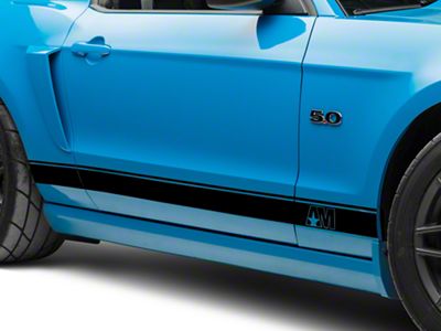 SEC10 Rocker Stripes with AM Logo; Gloss Black (05-14 Mustang)