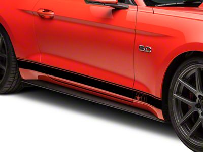 SEC10 Rocker Stripes with AM Logo; Gloss Black (15-23 Mustang)