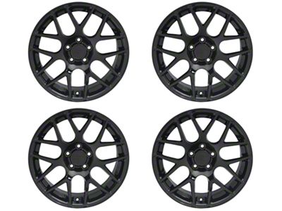 Staggered AMR Gloss Black 4-Wheel Kit; 18x9/10 (05-09 Mustang)