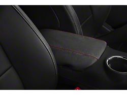 SpeedForm Premium Leather Armrest Cover; Red Stitching (15-23 Mustang)