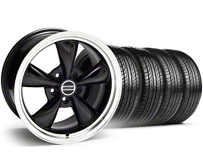 Staggered Bullitt Black Wheel & Pirelli Tire Kit; 19x8.5/10 (10-12 Mustang)
